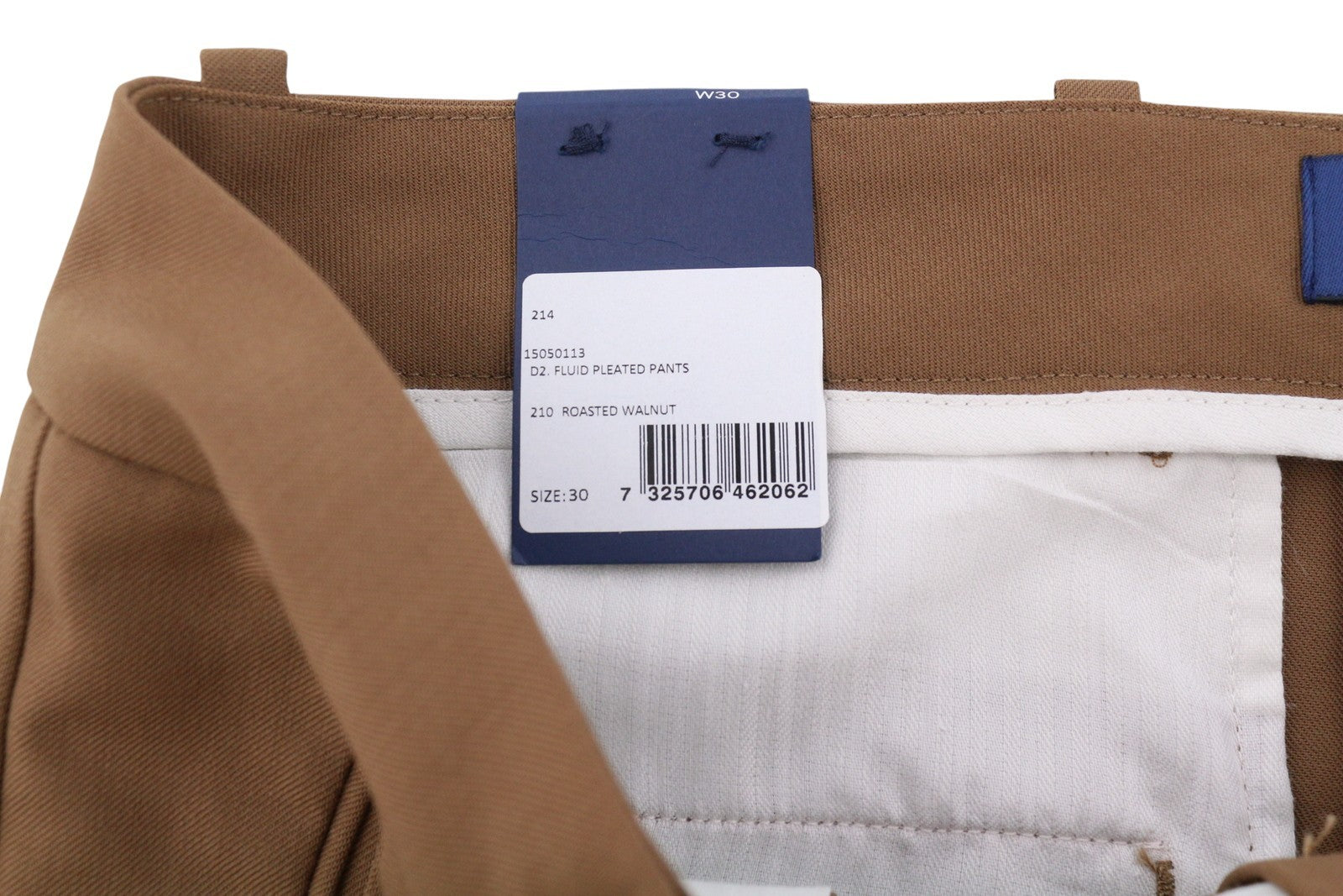 GANT Fluid Pleated vyriškos kelnės W30 Roasted Walnut vilnos mišinio atverčiamos rudos spalvos 