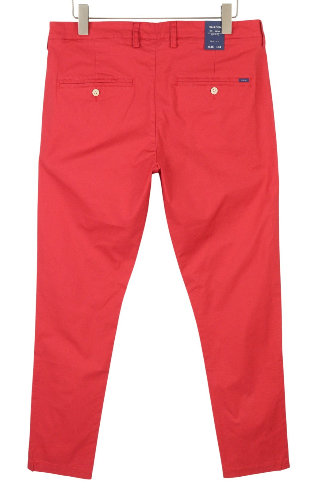 GANT Hallden Sunfaded vyriškos kelnės su nublukusiomis saulės išblukusiomis chino kelnėmis, W35/L34, raudonos, plonos, su užtrauktuku. 