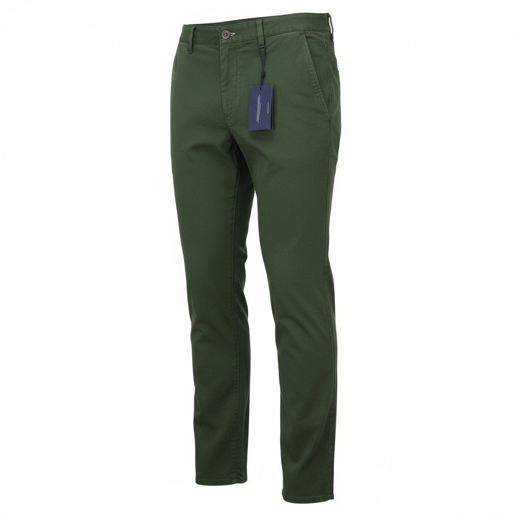 GANT Brushed Extra Slim Chino vyriškos kelnės W32/L34 Thyme Green su užtrauktuku ir logotipu 