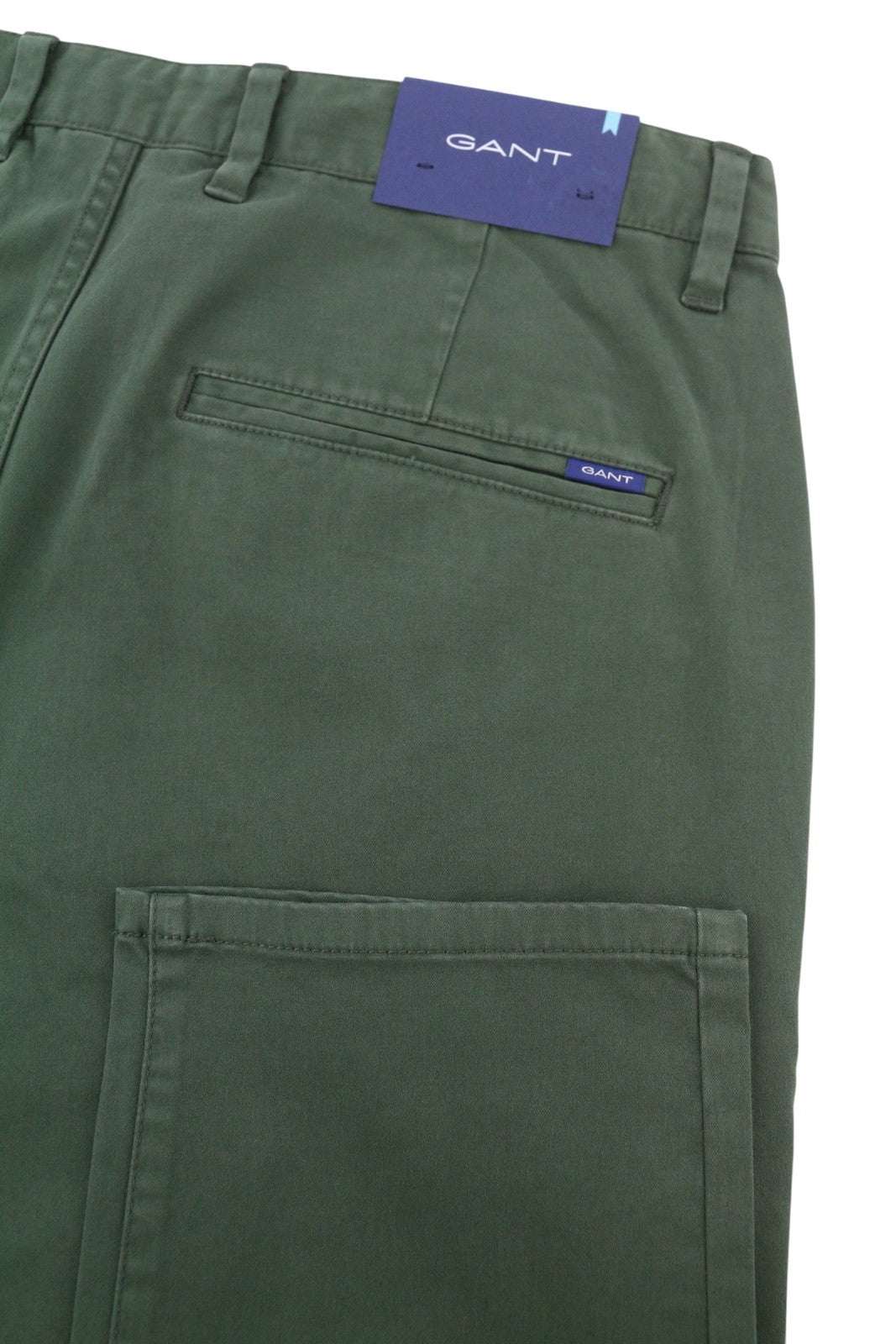 GANT Brushed Extra Slim Chino Men Trousers W32/L34 Thyme Green Zip Fly Logo