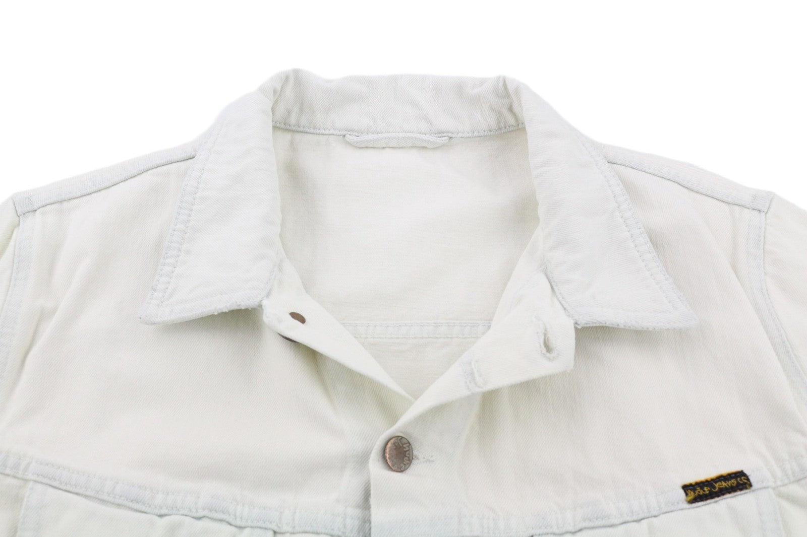 NUDIE JEANS Terry Men's XL Extreme Bleach Denim Spread Buttons Pockets Jacket