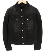 NUDIE JEANS Billy Men's S Dark Shist Denim Spread Button Logo Pockets Jacket