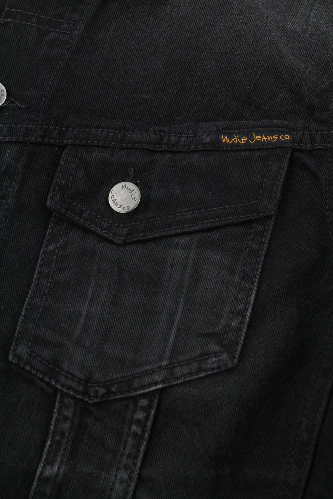 NUDIE JEANS Billy Men's S Dark Shist Denim Spread Button Logo Pockets Jacket
