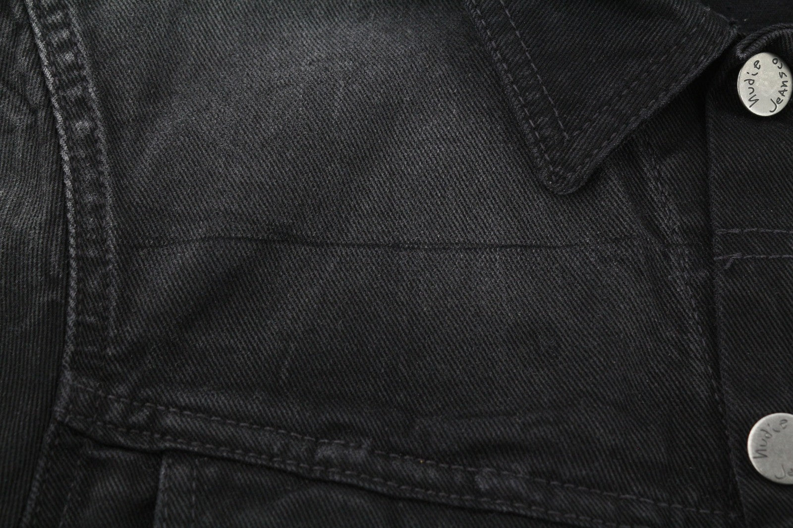 NUDIE JEANS Billy Men's S Dark Shist Denim Spread Button Logo Pockets Jacket