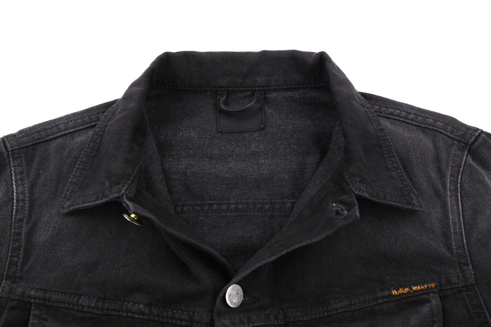 NUDIE JEANS Billy Men's S Dark Shist Denim Button Spread Logo Pocket Jacket