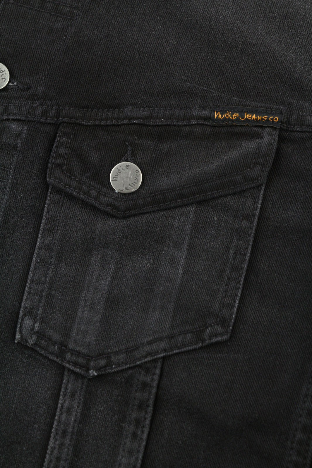 NUDIE JEANS Billy Men's S Dark Shist Denim Button Spread Logo Pocket Jacket