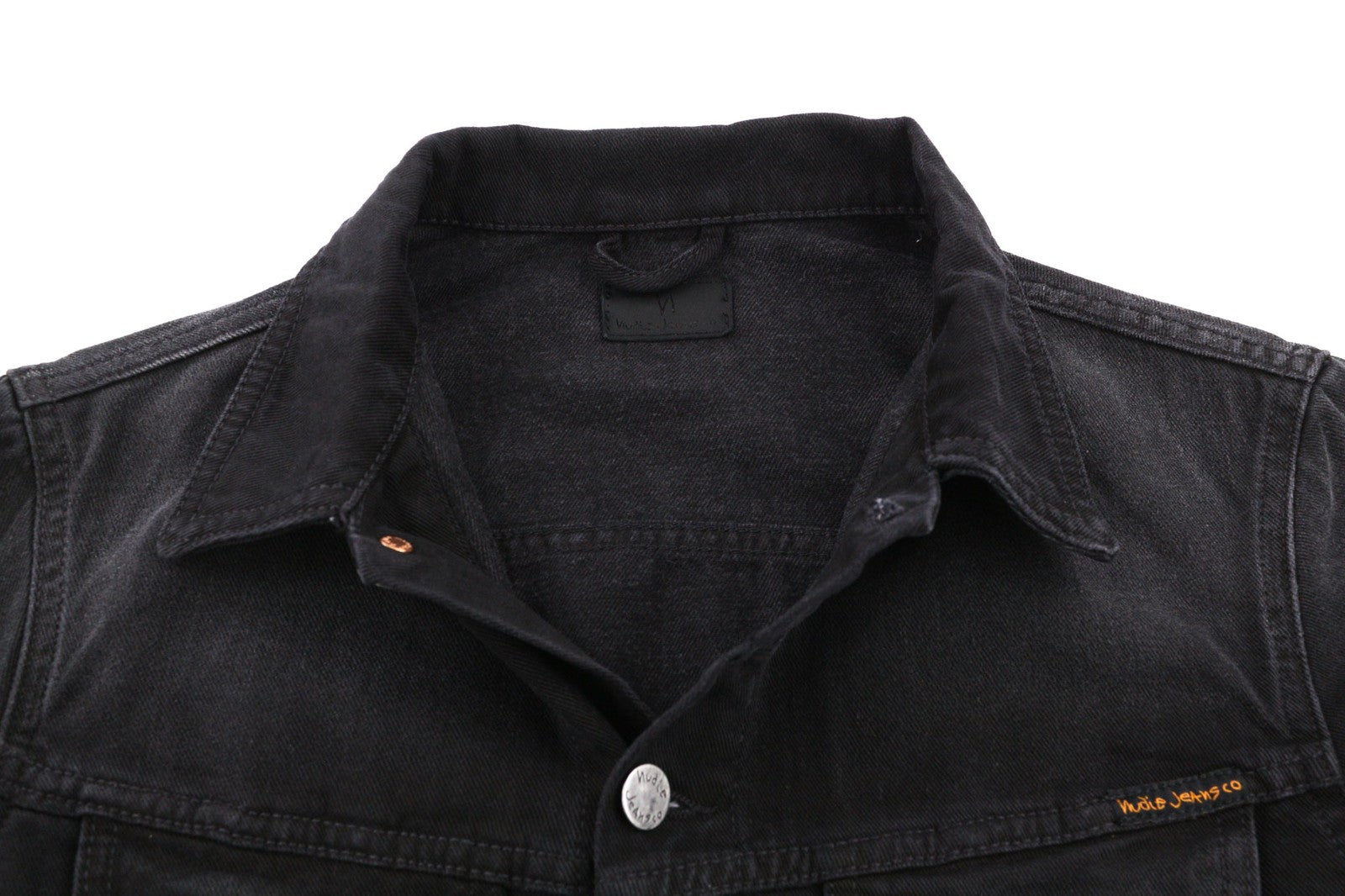 NUDIE JEANS Billy Men's S Dark Shist Denim Buttons Spread Logo Pockets Jacket