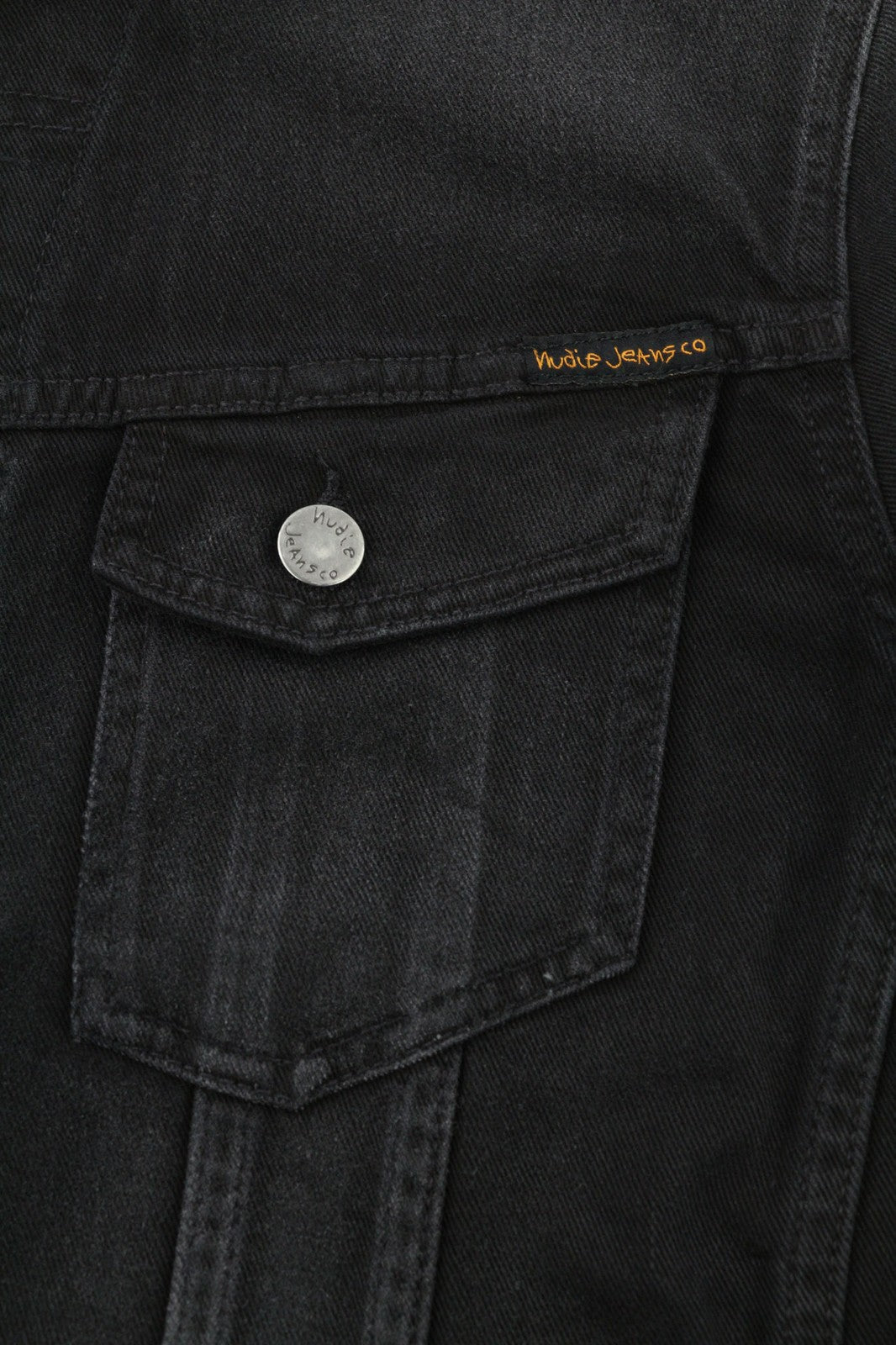 NUDIE JEANS Billy Men's S Dark Shist Denim Buttons Spread Logo Pockets Jacket