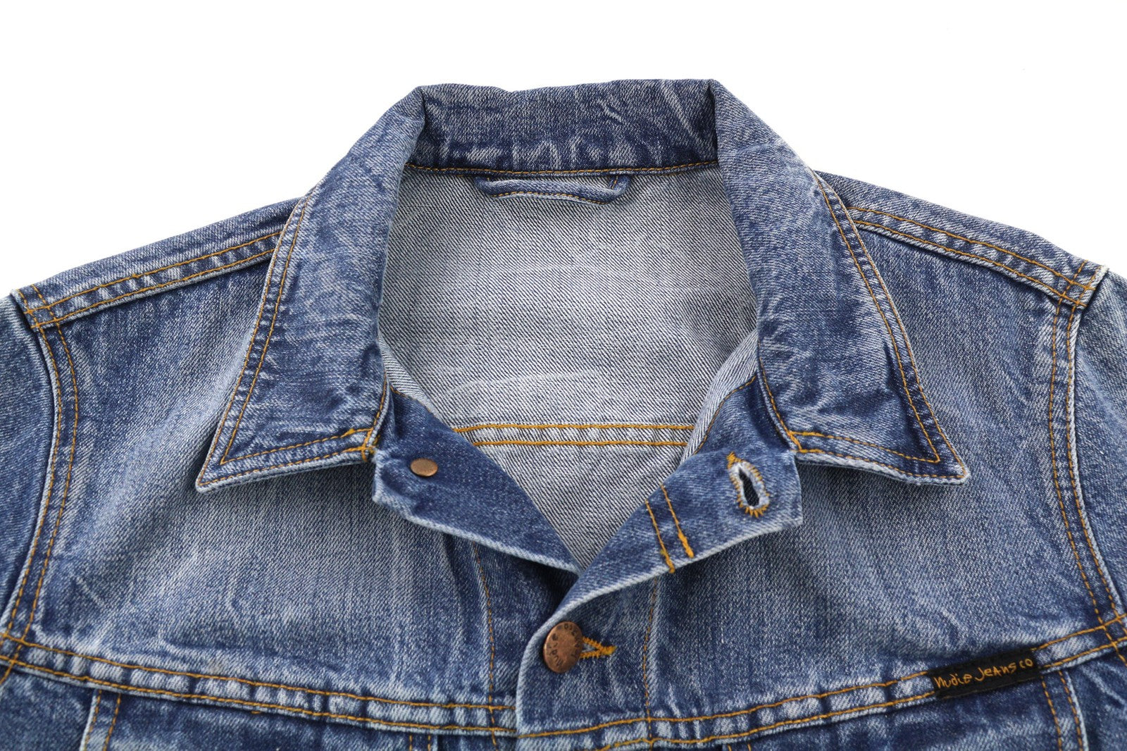 NUDIE JEANS Terry Men's M Washed Organic Light Vintage Logo Spread Button Jacket