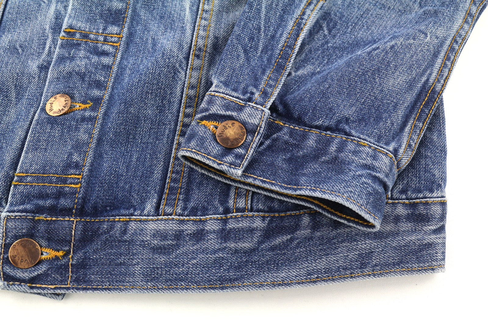 NUDIE JEANS Terry Men's M Washed Organic Light Vintage Logo Spread Button Jacket