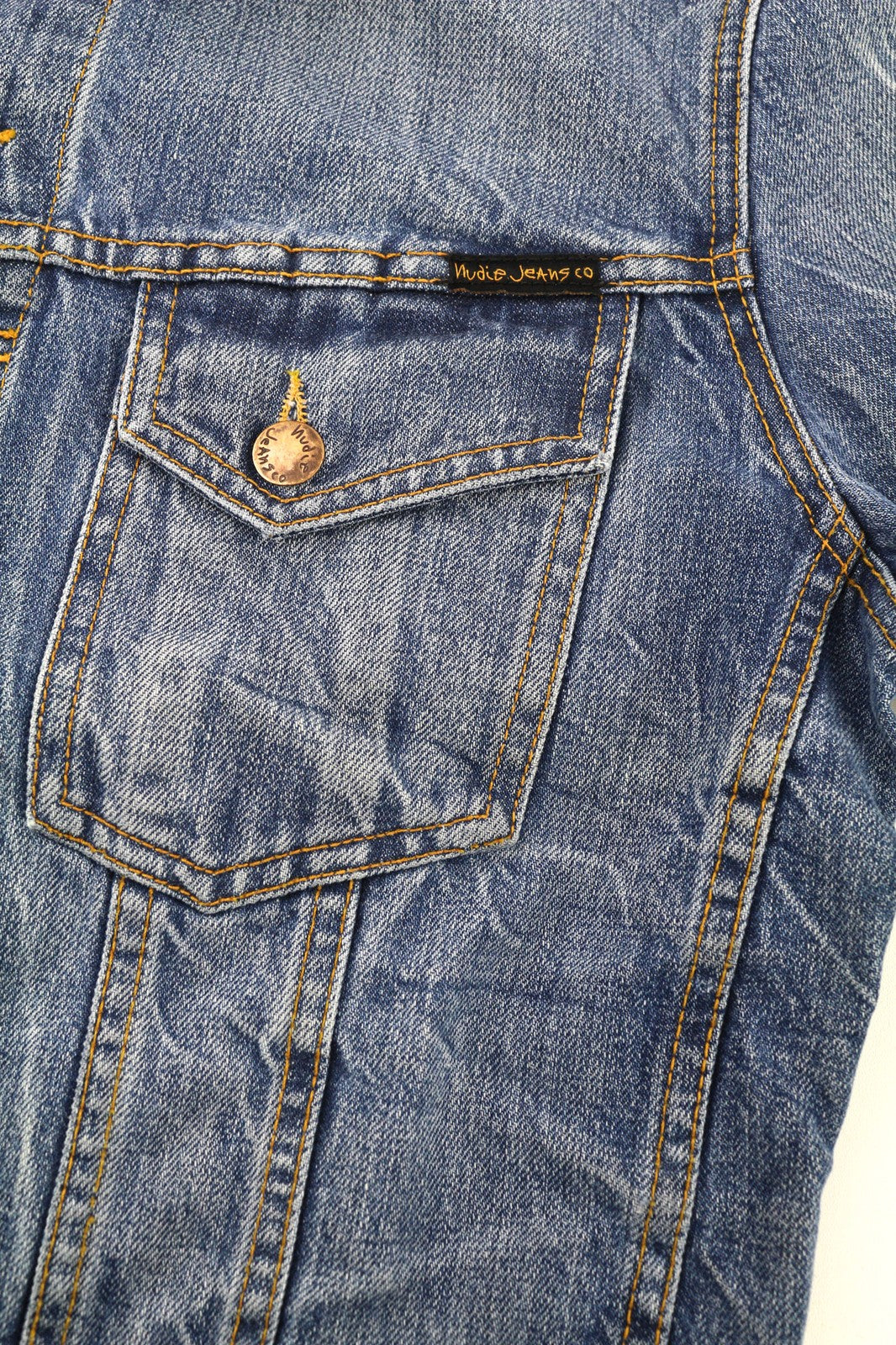 NUDIE JEANS Terry Men's M Washed Organic Light Vintage Logo Spread Button Jacket