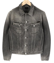 NUDIE JEANS Men's M Grey Washed Denim Spread Neck Logo Pockets Buttoned Jacket