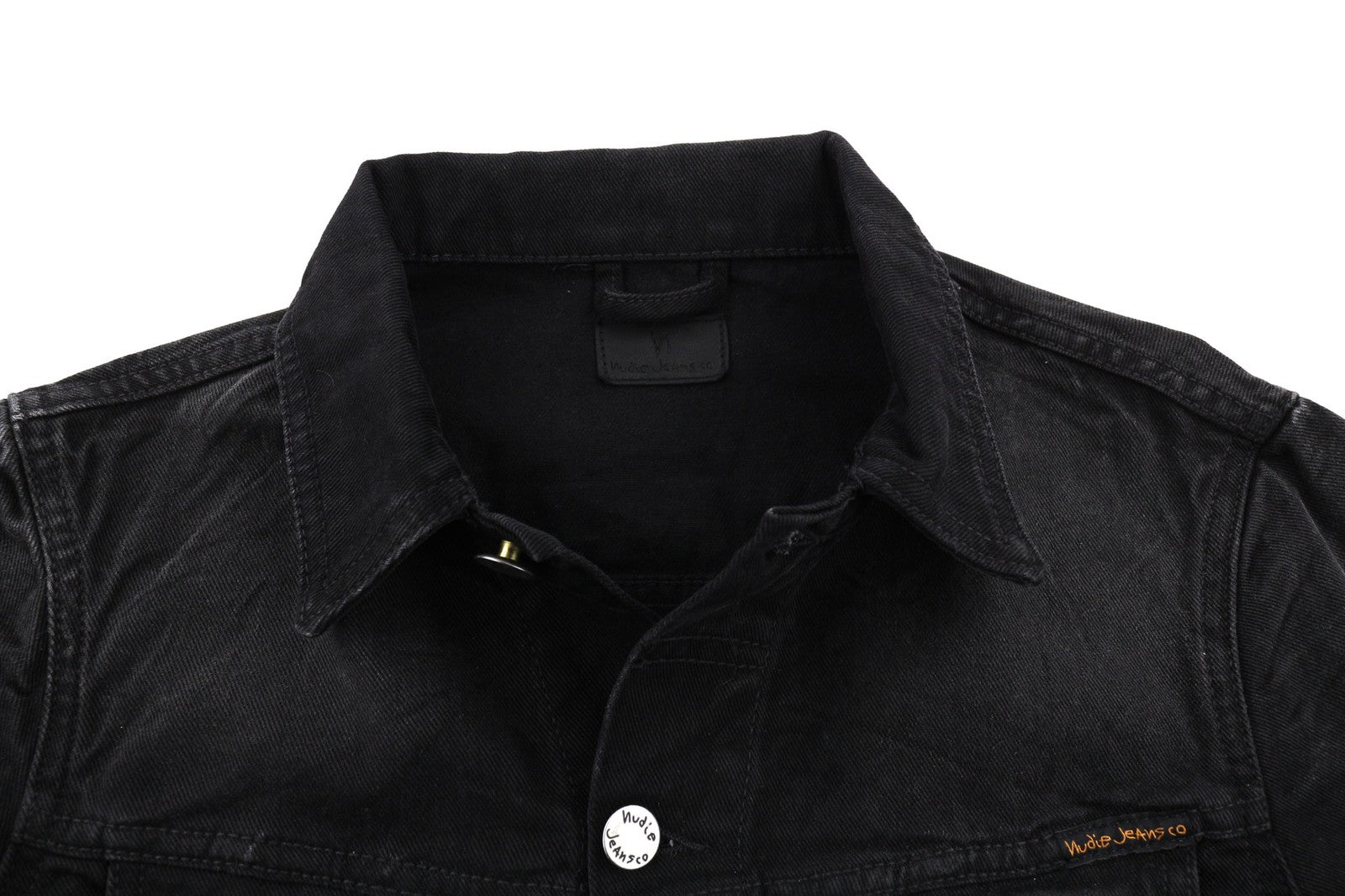 NUDIE JEANS Billy vyriška XS dydžio tamsiai mėlyna džinsinė striukė su sagomis ir juodomis kišenėmis 