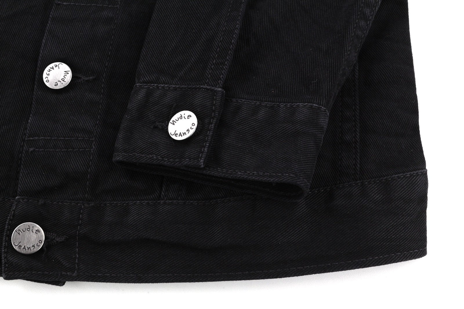 NUDIE JEANS Billy vyriška XS dydžio tamsiai mėlyna džinsinė striukė su sagomis ir juodomis kišenėmis 