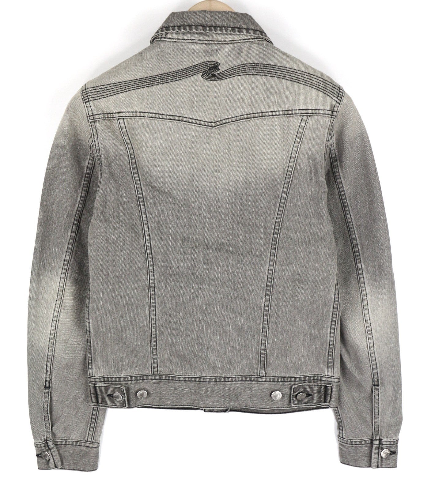 NUDIE JEANS Conny Men's XS Organic Fog Grey Washed Denim Spread Button Jacket