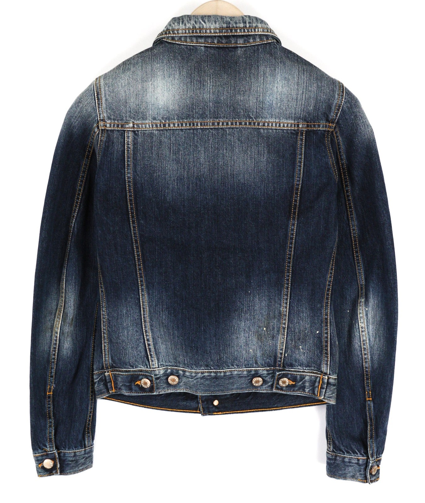 NUDIE JEANS Terry Men's XS Vintage Worn Denim Logo Spread Neck Buttoned Jacket