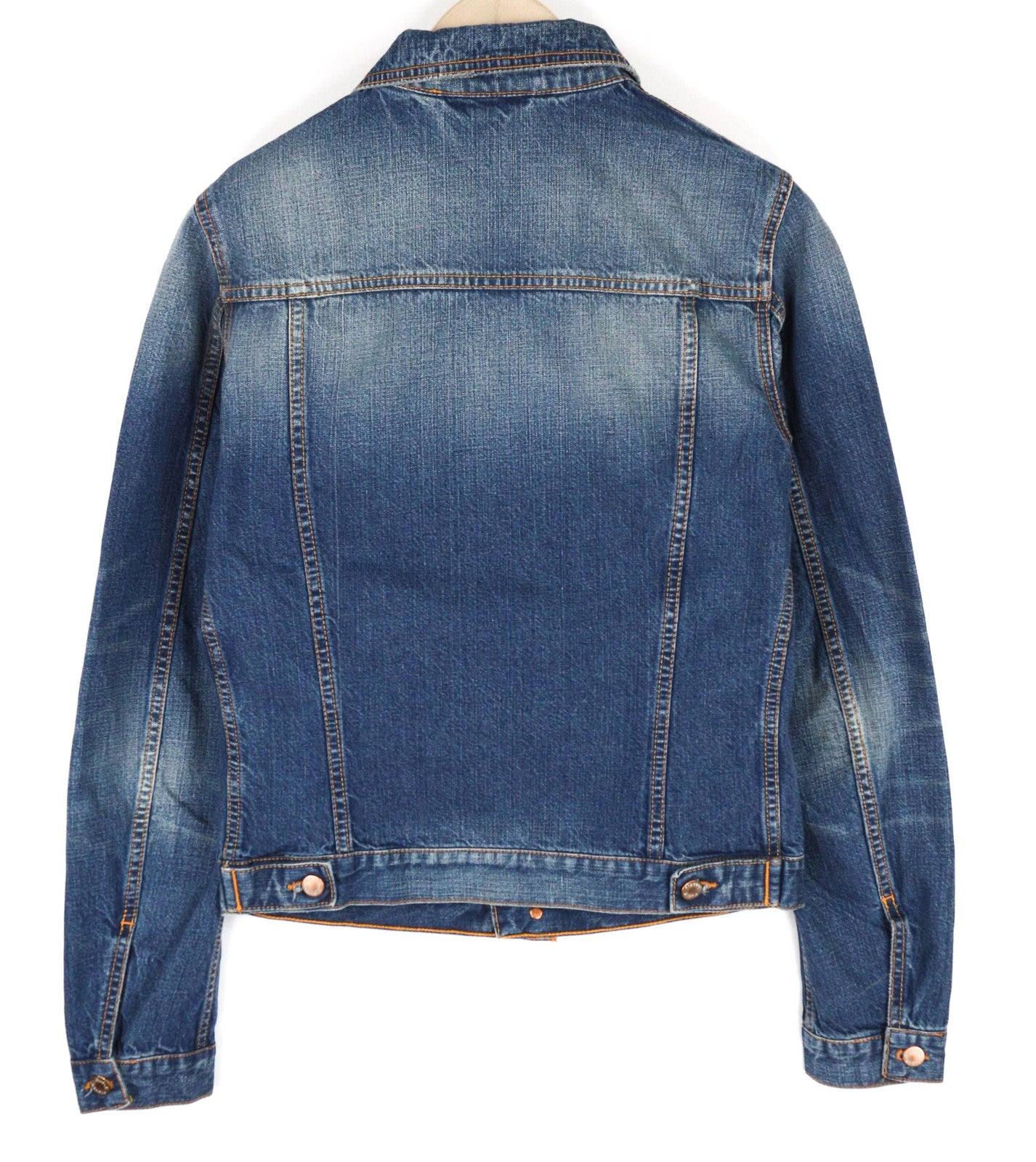NUDIE JEANS Terry Men's S Recycled Worn In Blue Washed Denim Buttoned Jacket