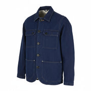 NUDIE JEANS Ricco Dark Hemp Men's XS Blue Cotton Blend Collared Denim Jacket