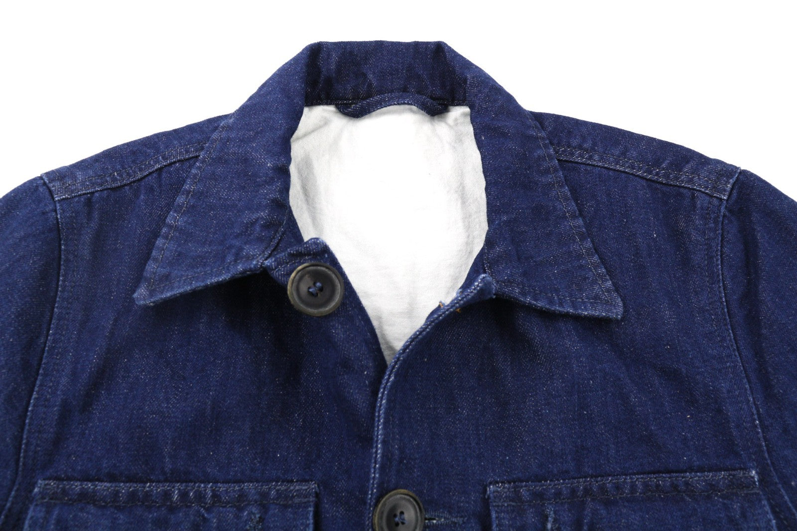 NUDIE JEANS Ricco Dark Hemp Men's XS Blue Cotton Blend Collared Denim Jacket