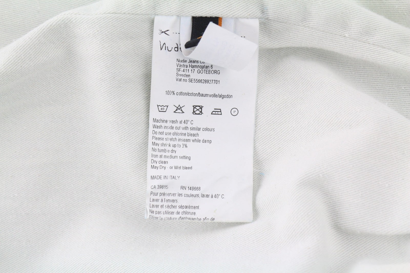 NUDIE JEANS Gudrun Camo Denim moteriška mėlyna medvilninė kamufliažinė bomber striukė 