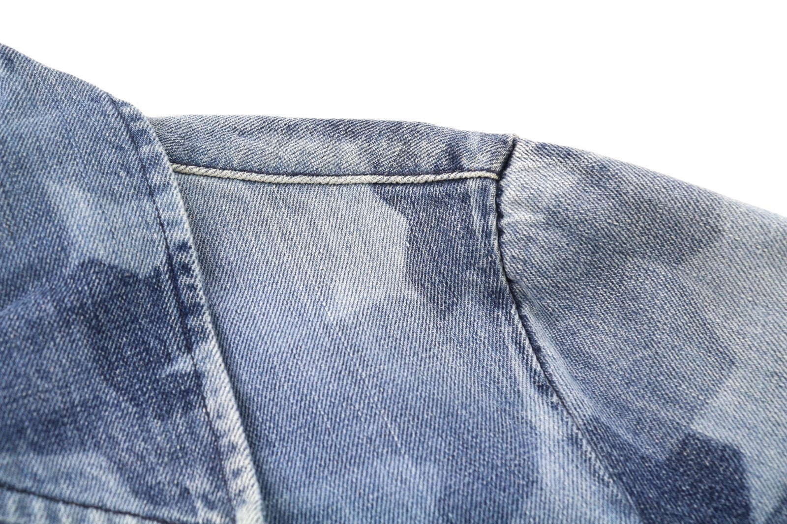 NUDIE JEANS Gudrun Camo Denim moteriška mėlyna medvilninė kamufliažinė bomber striukė 