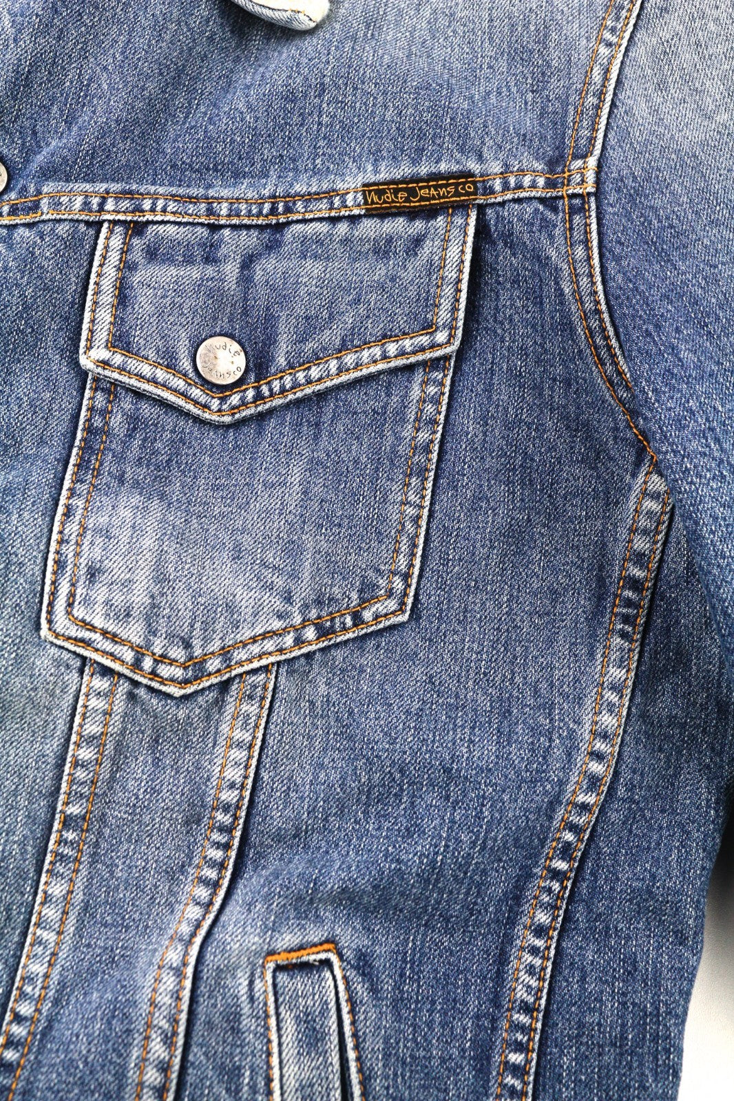 NUDIE JEANS Lenny Tangerine Blue Men's M Blue Cotton Sherpa Lined Denim Jacket