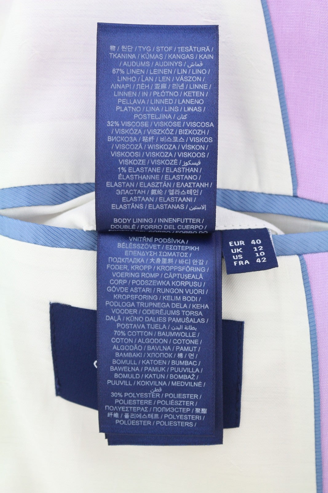 GANT Tamprus Lininis Tiesaus Striukė Moteriškas Švarkas EU40 Crocus Purple Su Įpjova Atlape Pamušalu 