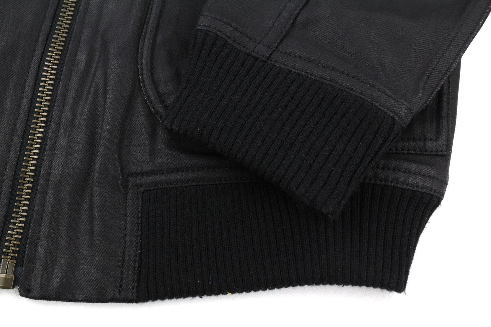 NUDIE JEANS Severin Coated Denim Men's M Black Pure Cotton Unlined Bomber Jacket