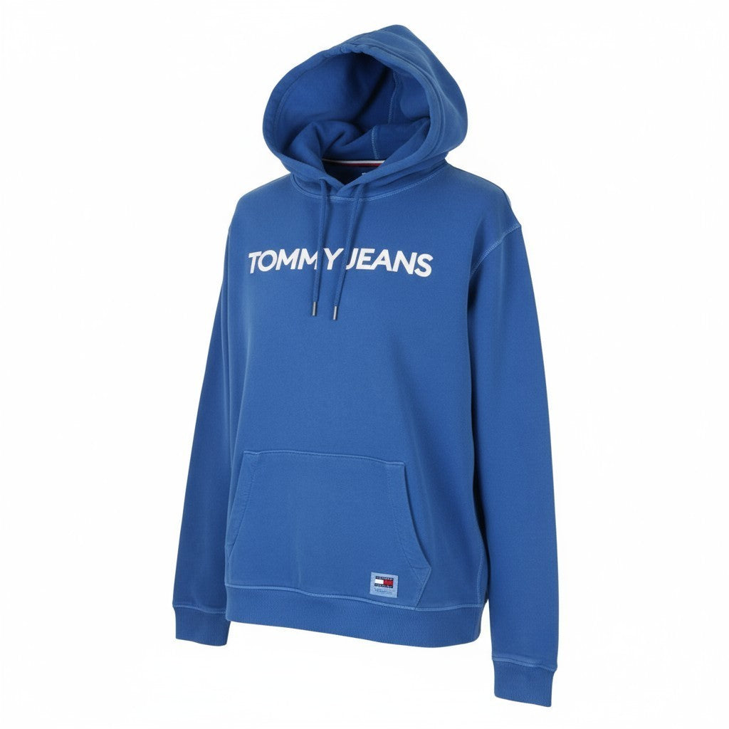 TOMMY HILFIGER Req New Classic vyriškas džemperis su gobtuvu, XL dydžio, mėlynas, išblukęs kengūros logotipas. 