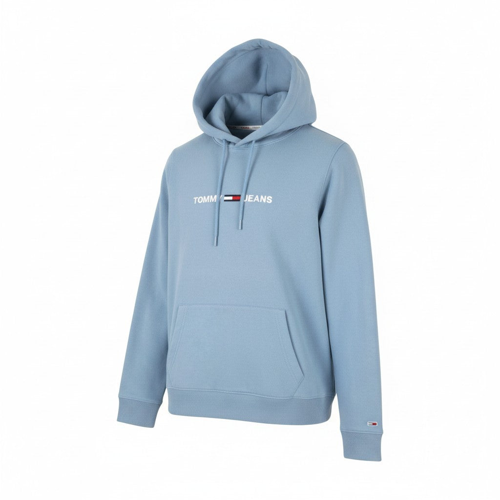 TOMMY HILFIGER Straight Loco vyriškas džemperis su gobtuvu, mėlynas, su kengūros kišene ir logotipu. 