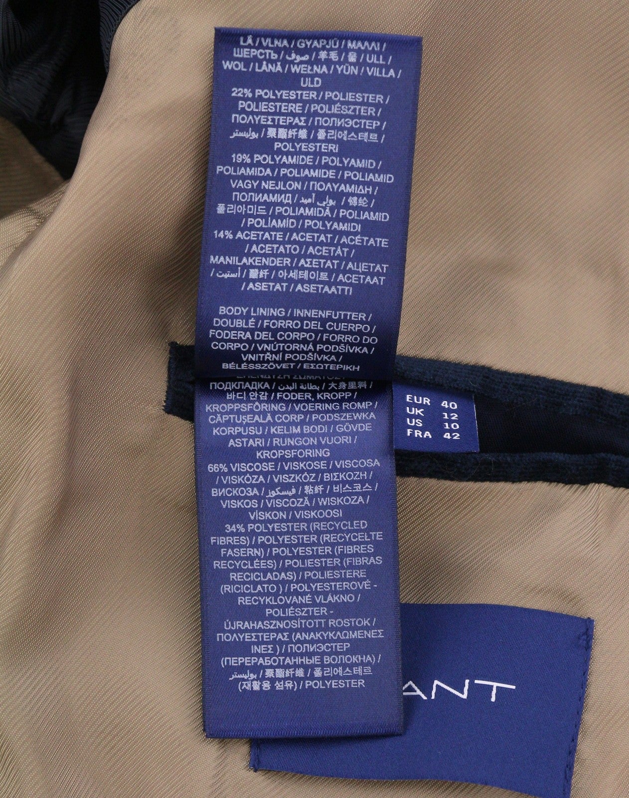 GANT girliandų rašto moteriškas švarkas, EU40, juodas, vilnos mišinio, siuvinėtas, RRP499 