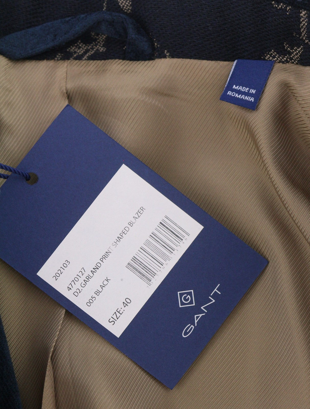 GANT girliandų rašto moteriškas švarkas, EU40, juodas, vilnos mišinio, siuvinėtas, RRP499 