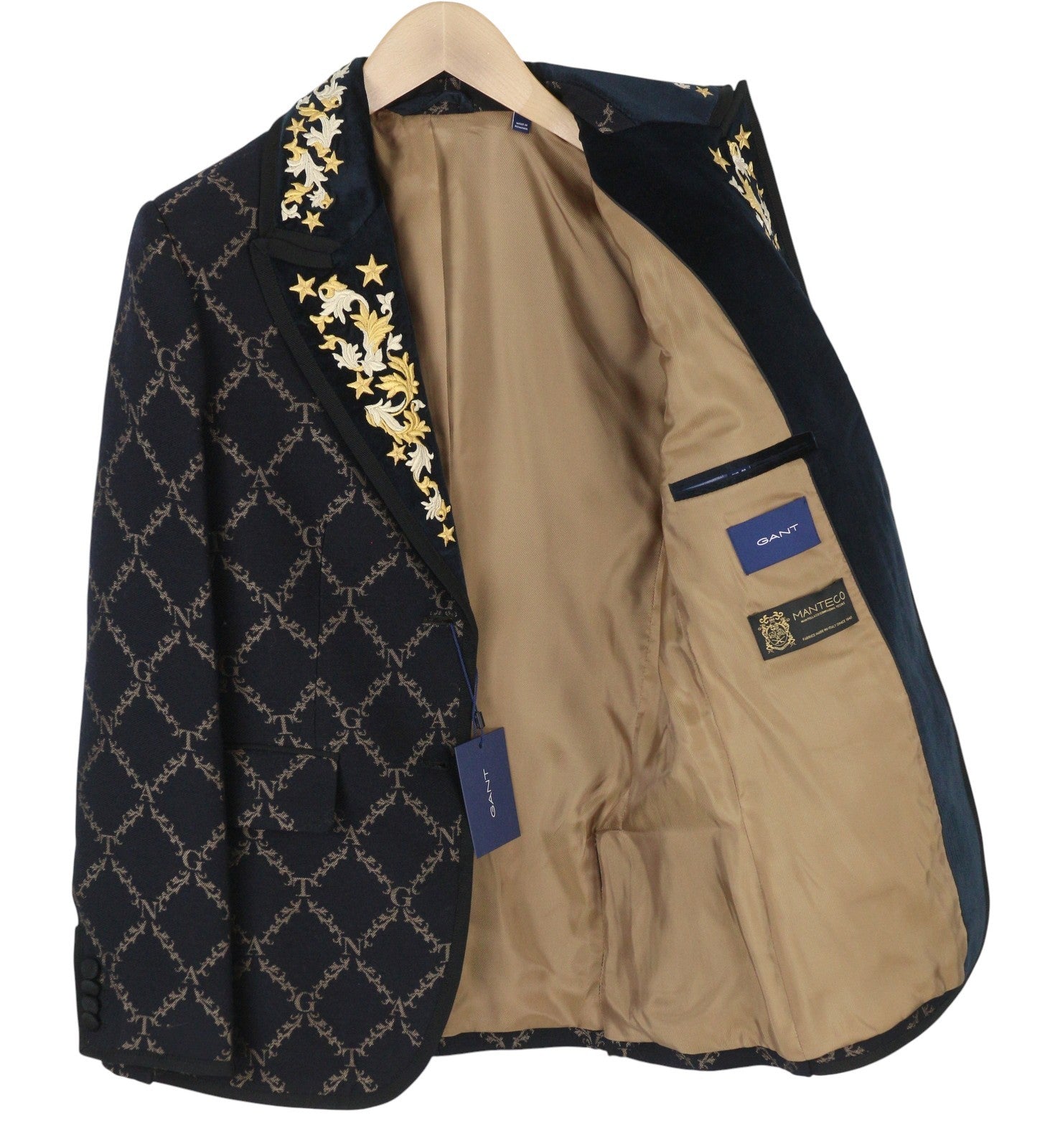 GANT girliandų rašto moteriškas švarkas, EU40, juodas, vilnos mišinio, siuvinėtas, RRP499 