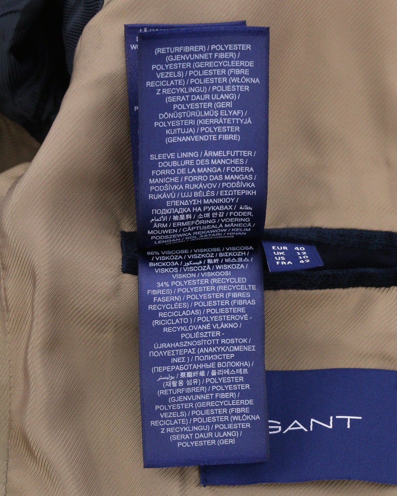 GANT girliandų rašto moteriškas švarkas, EU40, juodas, vilnos mišinio, siuvinėtas, RRP499 