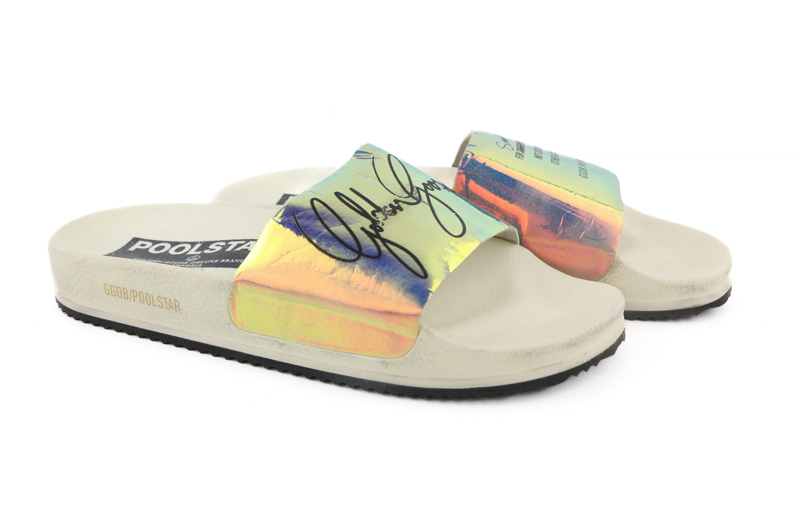 GOLDEN GOOSE Poolstar moteriškos baltos vasarinės baseino šlepetės, dydis EU39, užsegamos 