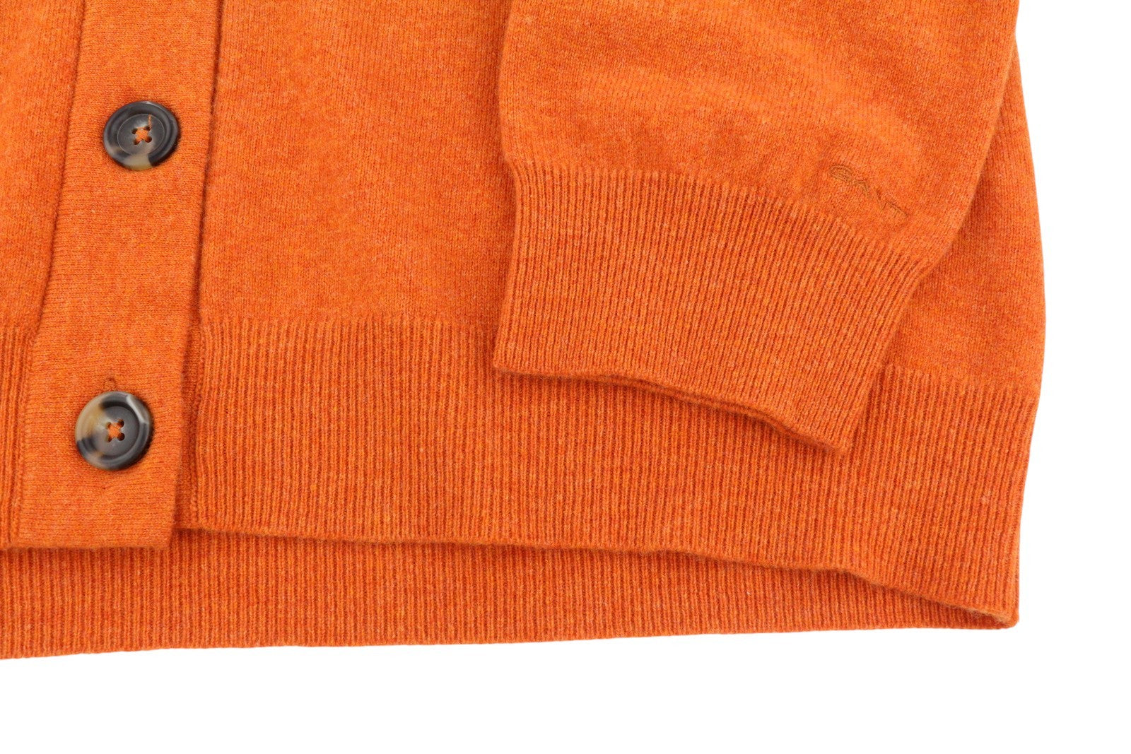 GANT Super Fine Lambswool Cardigan Women Jumper L Golden Orange Melange Button