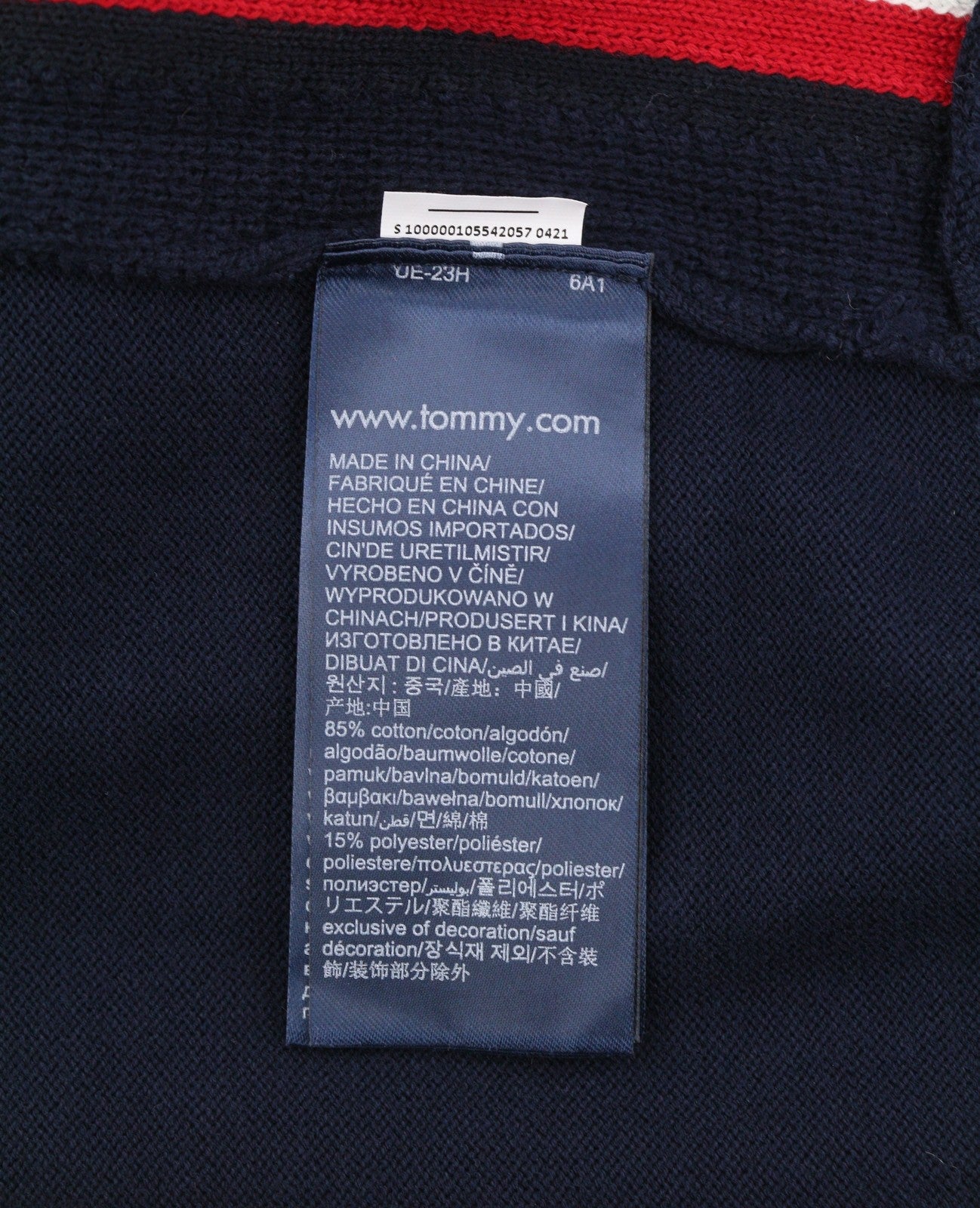 TOMMY HILFIGER THFlex Global Stripe Men Jumper S Travel Comfort Hooded Knit Navy