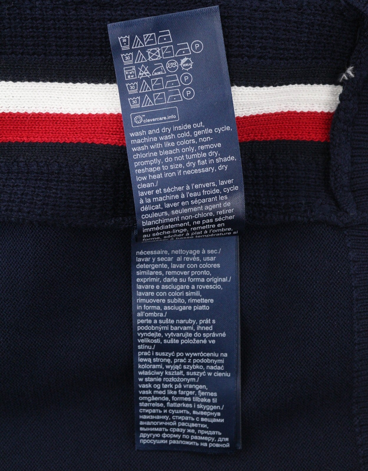 TOMMY HILFIGER THFlex Global Stripe Men Jumper S Travel Comfort Hooded Knit Navy