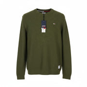 TOMMY HILFIGER Req Structured Men Jumper XL Olive Green Crew Neck Knit Pullover
