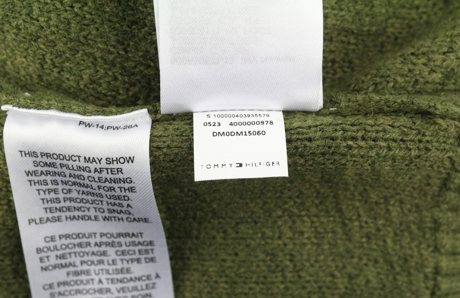 TOMMY HILFIGER Req Structured Men Jumper XL Olive Green Crew Neck Knit Pullover