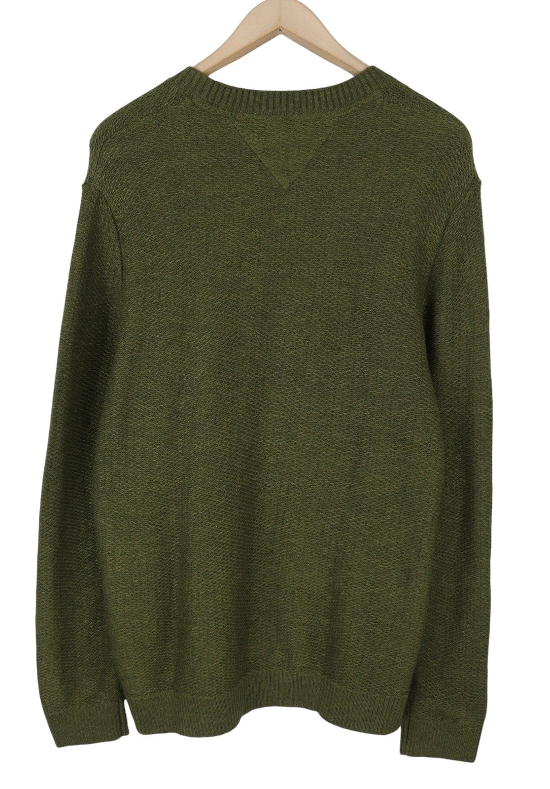 TOMMY HILFIGER Req Structured Men Jumper XL Olive Green Crew Neck Knit Pullover