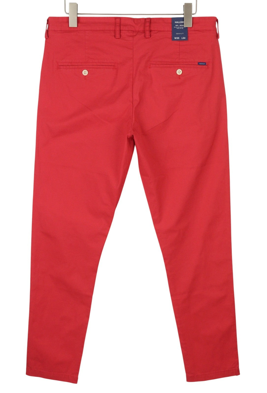 GANT Hallden Sunfaded Chinos Men Trousers W35/L34 Cardinal Red Slim Fit Zip