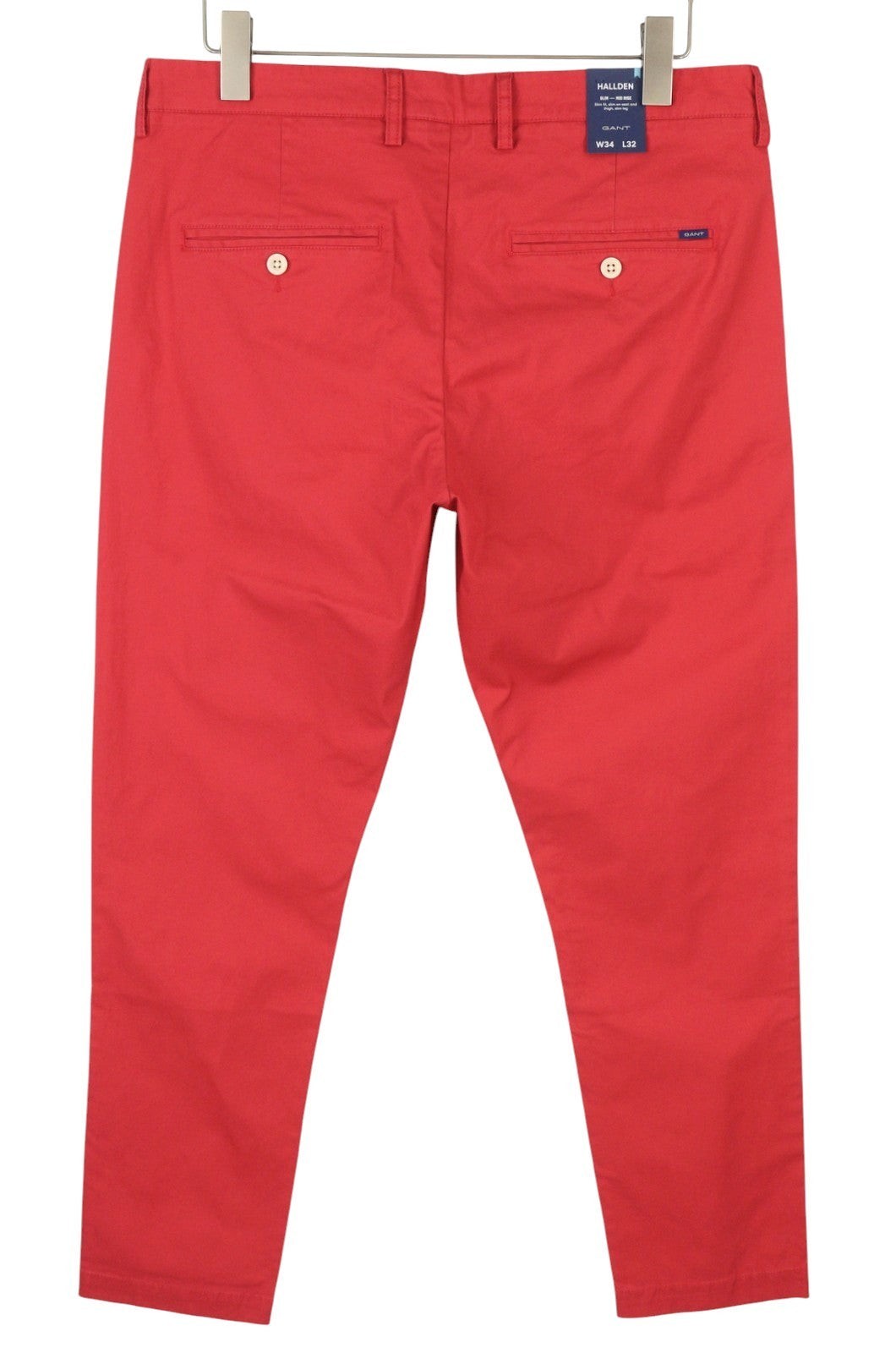 GANT Hallden Sunfaded Chinos Men Trousers W34/L32 Cardinal Red Slim Fit Zip