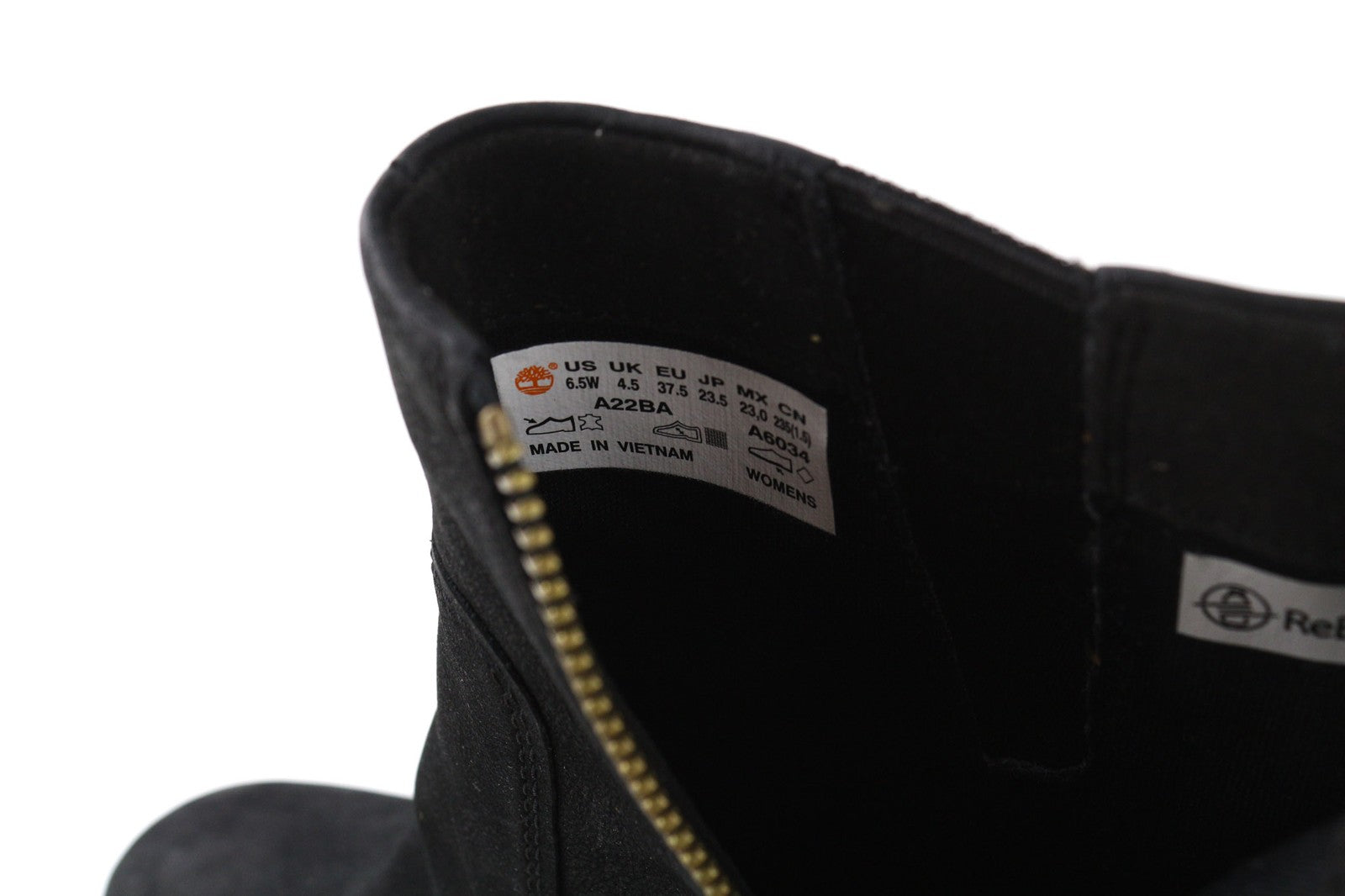 TIMBERLAND A22BA-A6034 moteriški juodi odiniai bateliai su užtrauktuku ir aukštakulniais, 37/37.5 dydis 