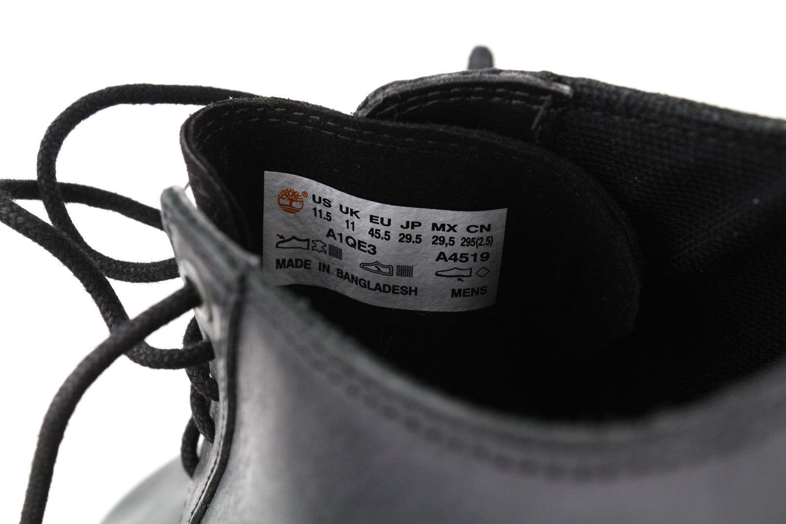 TIMBERLAND A1QE3-A4519 Men's EU45/45.5 Black Leather Low-Top Logo Lace Shoes