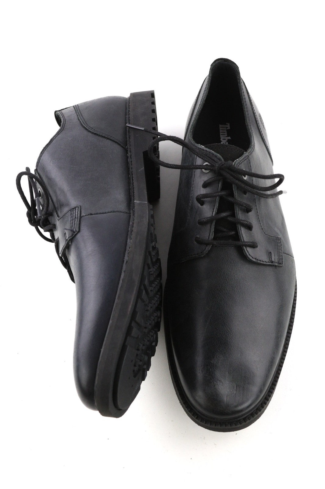 TIMBERLAND A1QE3-A4519 Men's EU45/45.5 Black Leather Low-Top Logo Lace Shoes