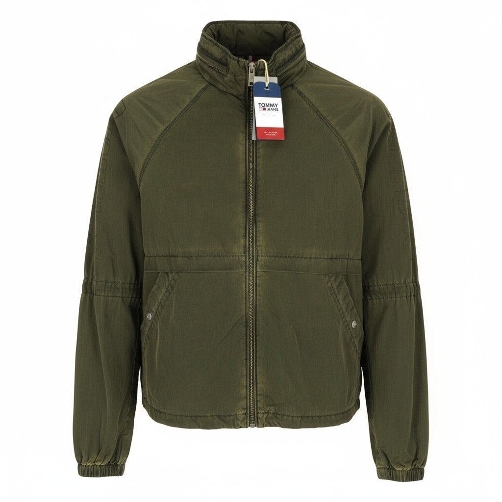 TOMMY JEANS Men's S Green Washed Lightweight Hooded Zip Casual Jacket