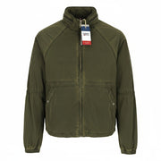 TOMMY JEANS vyriška S dydžio žalia, skalbta, lengva, laisvalaikio stiliaus striukė su gobtuvu ir užtrauktuku. 