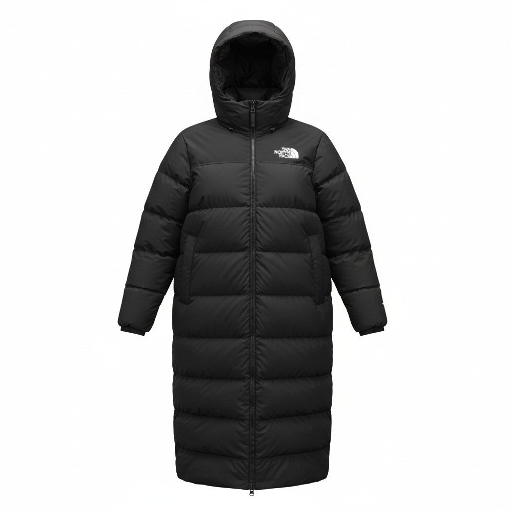 THE NORTH FACE NF0A4R3K moteriškas juodas pūkinis ilgas žieminis pūstas paltas S dydis 