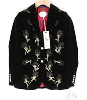 THE EXTREME COLLECTION Huga Love Negro moteriškas juodas aksominis raštuotas švarkas, 36 dydis 